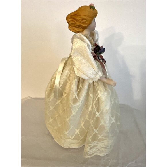 Vintage Victorian Lady Angel Christmas Tree Topper 12” White Lace Dress Ribbons - Picture 5 of 8